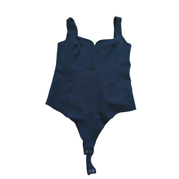 Abercrombie & Fitch Ponte Corset Sweetheart Neck Bodysuit Black Medium Layer - Picture 2 of 5